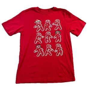 Holiday Time Gingerbread Dancing Headphones Christmas Shirt Youth Size 14/16